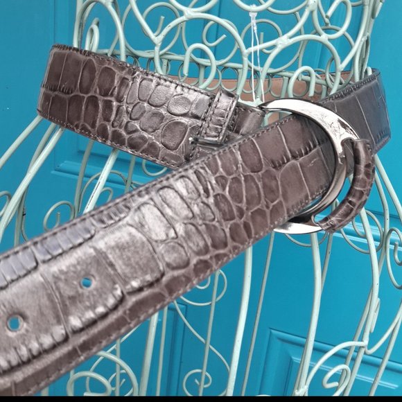 Genuine Leather Belt Alligator Embossed Wide Womens Real Patten Leather Belt M - Picture 5 of 16